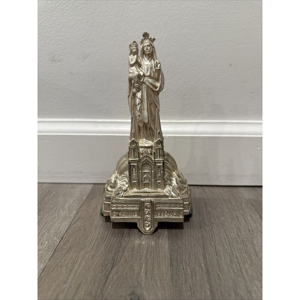 Vintage STE ANNE DE BEAUPRE Metal Music Box Works Great